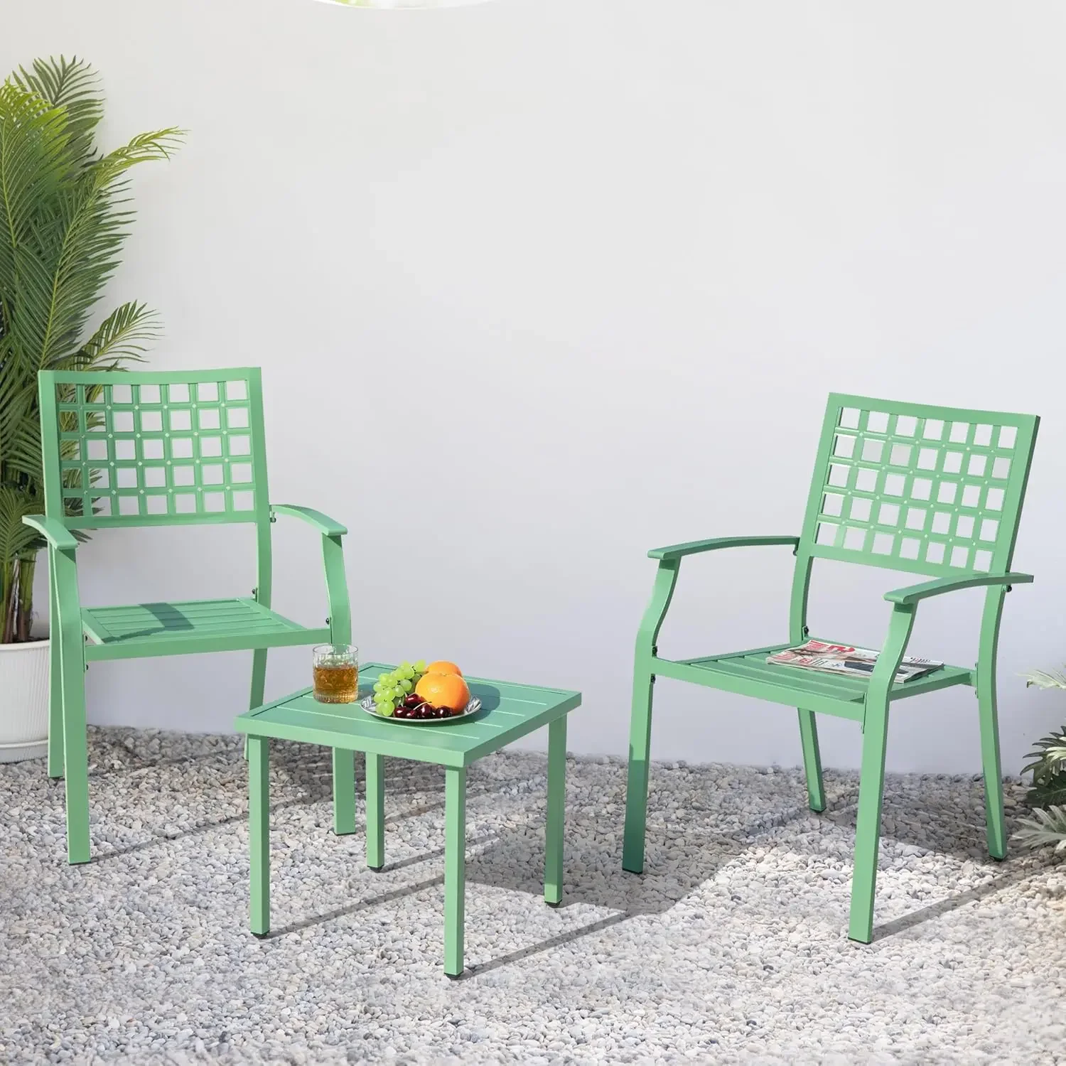 Outdoor Furniture Metal Chairs - 3 Piece Outdoor Bistro Set All