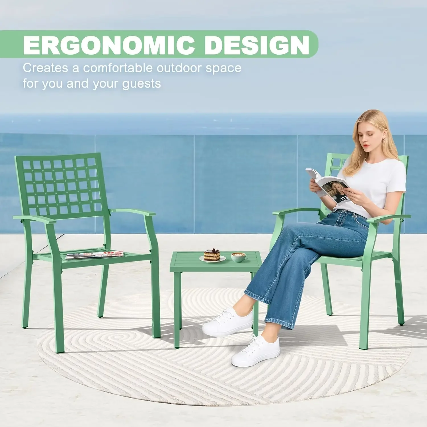 3 Piece Outdoor Bistro Set All - Outdoor Furniture Metal Chairs 评论和价格