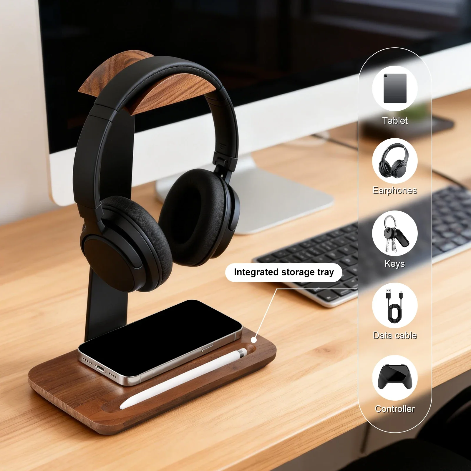 Universal Wood Headphone Stand - Outdoor Furniture Wood 评论和价格