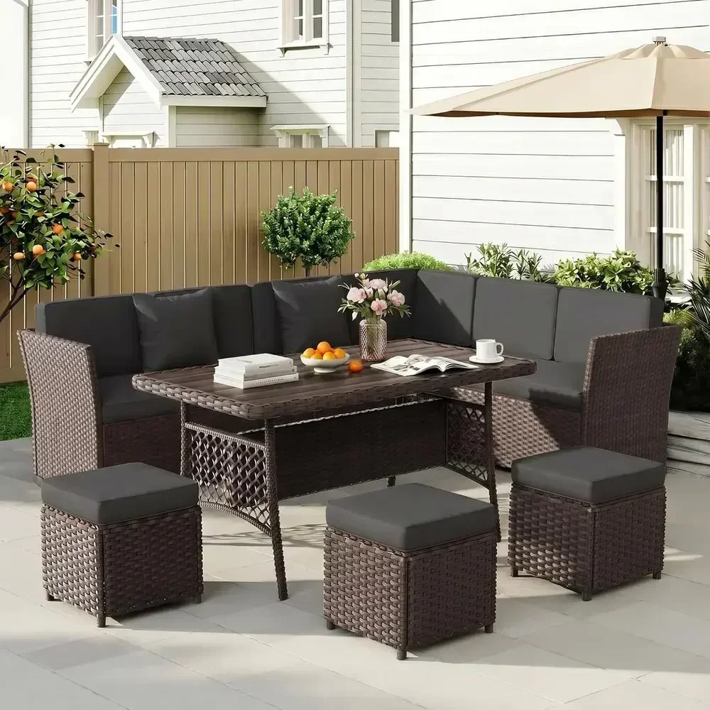 7-Piece Outdoor Wicker Patio F - Outdoor Furniture Metal Chairs 评论和价格
